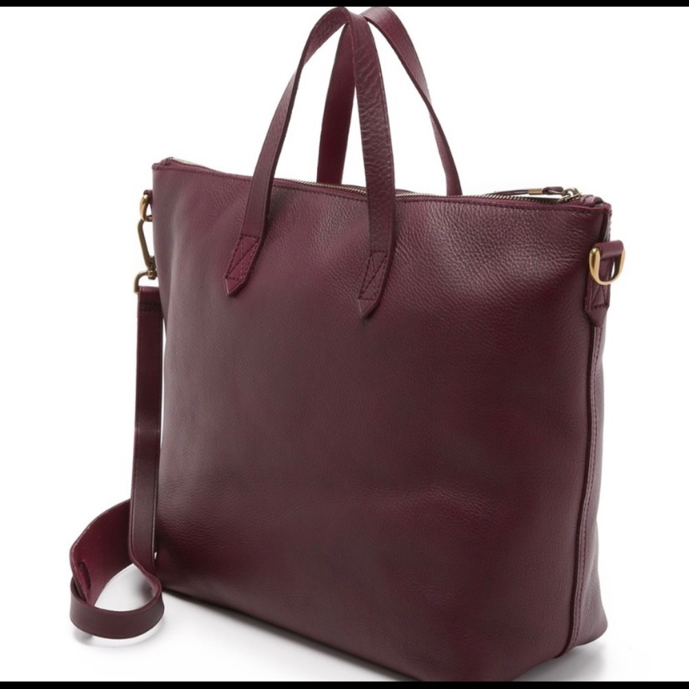 Madewell zip top transport tote dark cabernet